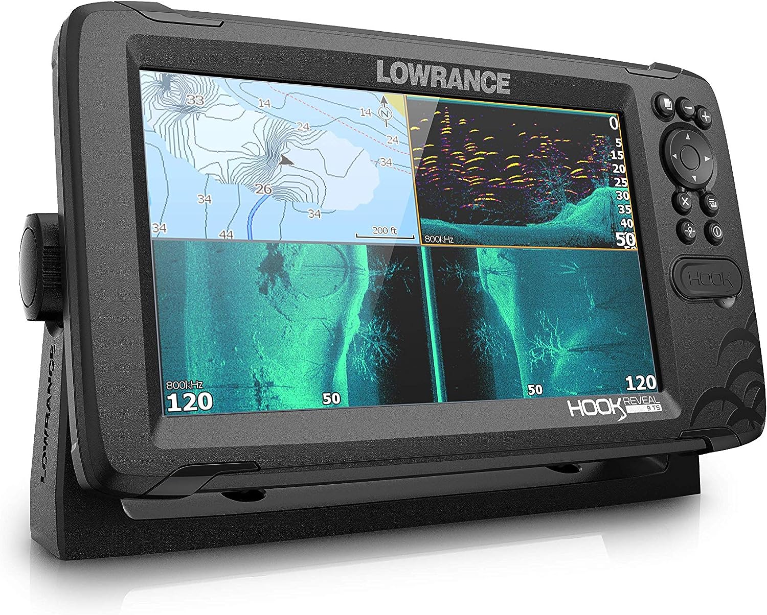 Lowrance Hook Reveal 9 Fish Finder 9 Inch Screen with Transducer and C-MAP Preloaded Map Options