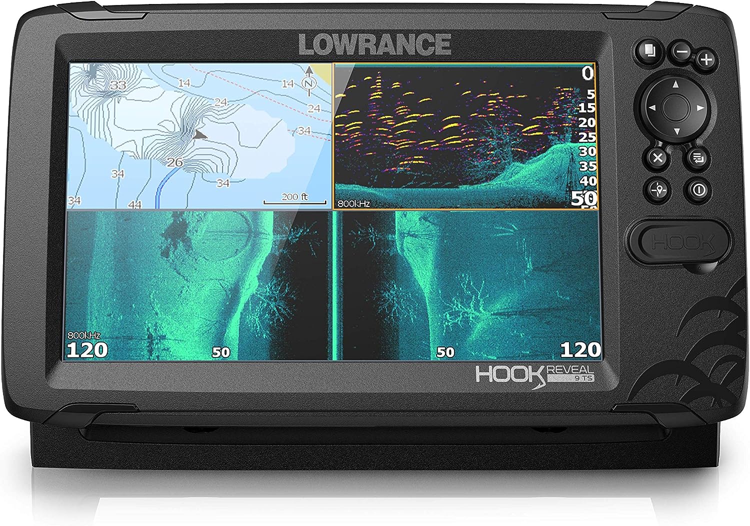 Lowrance Hook Reveal 9 Fish Finder 9 Inch Screen with Transducer and C-MAP Preloaded Map Options