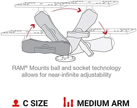 RAM Mounts Drill-Down Marine Electronic Mount RAM-111U with Medium Arm Compatible with Garmin, Humminbird, Lowrance + More