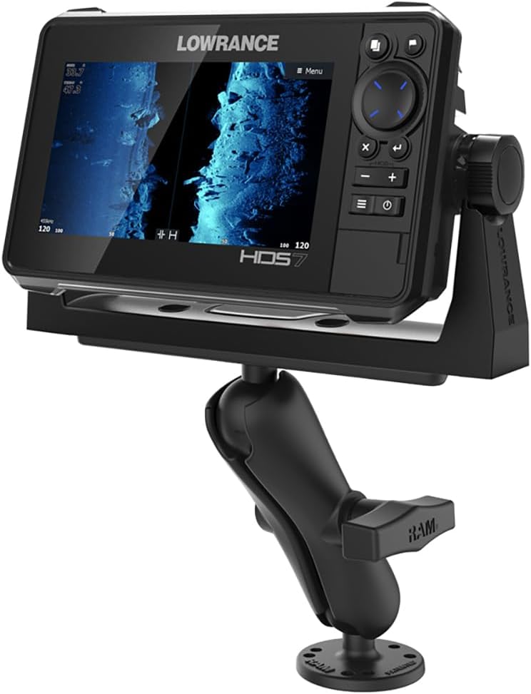 RAM Mounts Drill-Down Marine Electronic Mount RAM-111U with Medium Arm Compatible with Garmin, Humminbird, Lowrance + More