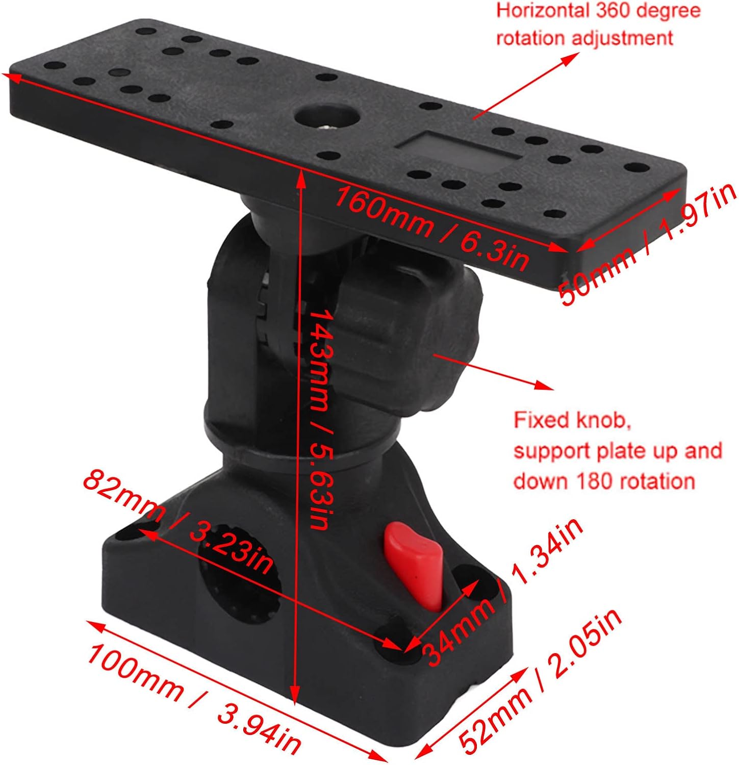 Fish Finder Mount Base, Lightweight Marine Electronic Fish Finder Mount 360 Degree Rotating Universal