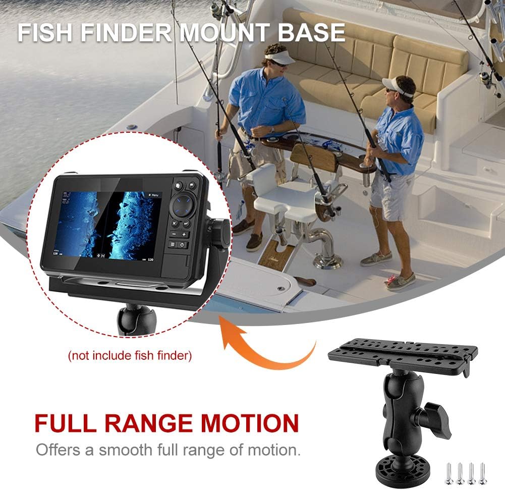 Fish Finder Mount Base Universal Mounting Plate 360 Degree Swivel Electronics Fishfinder Mount Kayak Boat Accessories(Black)
