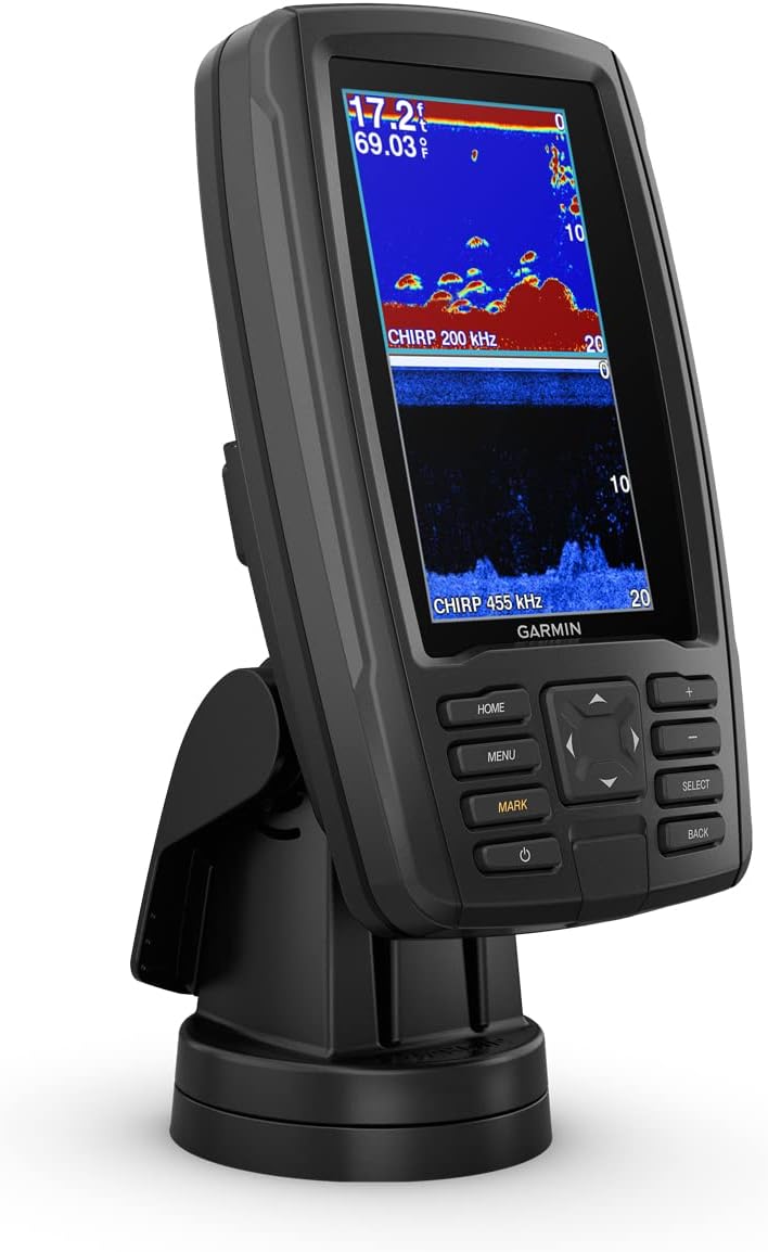 Garmin ECHOMAP Plus 43cv, 4.3-inch Sunlight-readable Combo, Includes GT20 Transducer, with U.S. Lakevu G3 Maps and Clearvu and Traditional Chirp Sonar