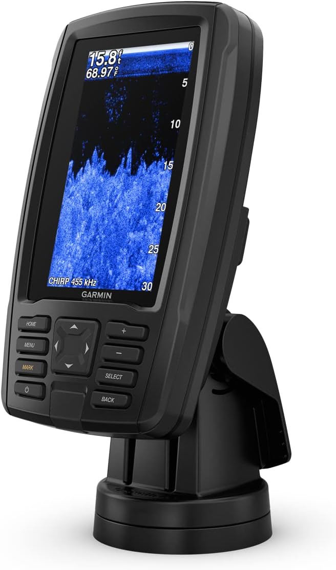 Garmin ECHOMAP Plus 43cv, 4.3-inch Sunlight-readable Combo, Includes GT20 Transducer, with U.S. Lakevu G3 Maps and Clearvu and Traditional Chirp Sonar