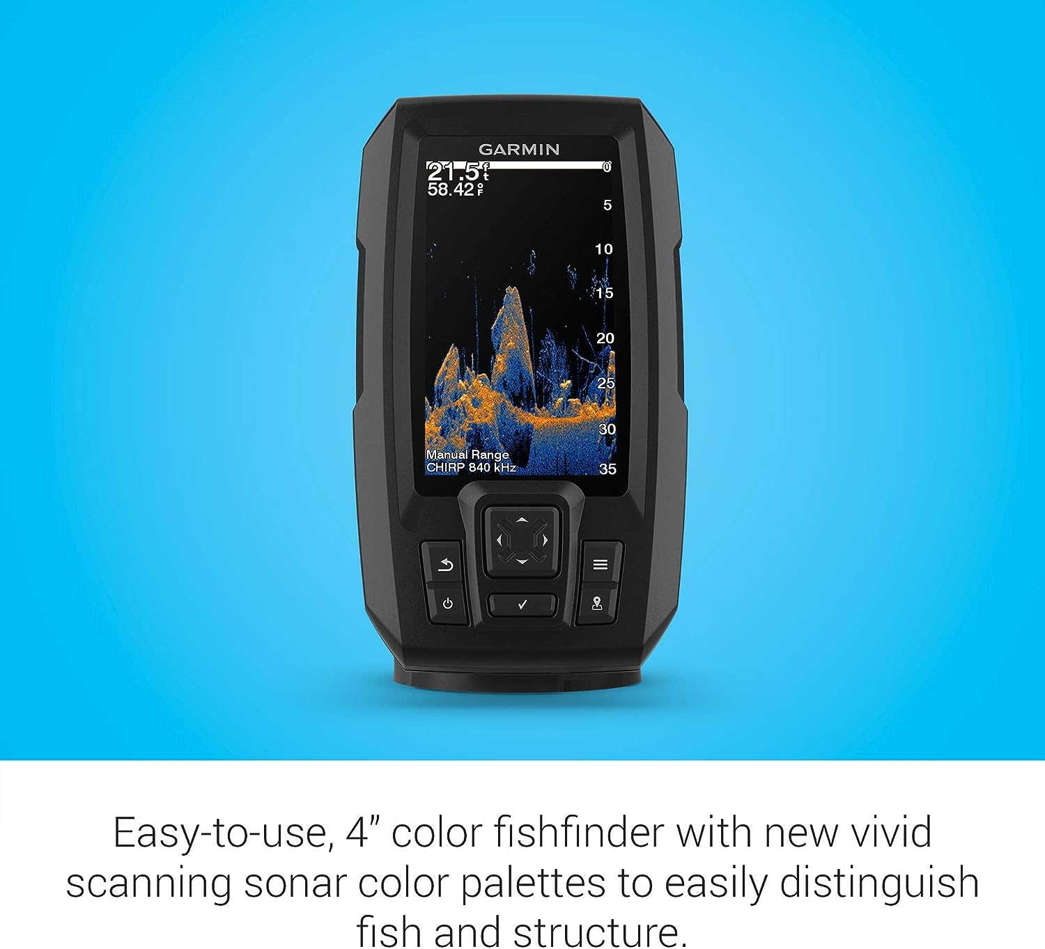 Garmin Striker Vivid 4cv - 4-inch Color Fishfinder and Sonar Transducer, Vivid Scanning Color Palettes (Renewed)