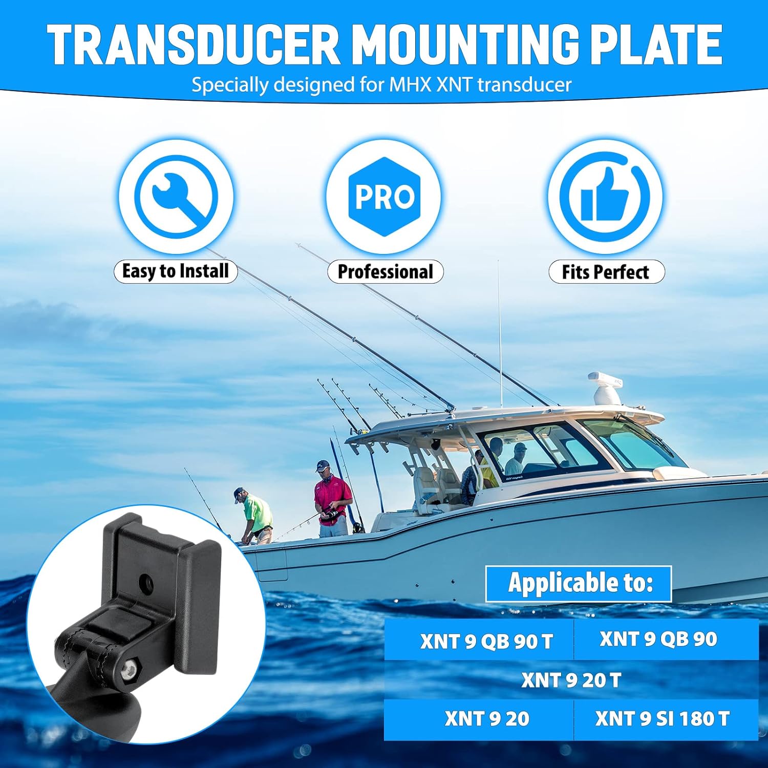 XNT Transducer Mount, 7400931 Transducer Bracket for MHX XNT Model Transducer Mounting Plate, Fish Finder Mount  Transom Mounting Hardware Kit for XHS Model Transducers