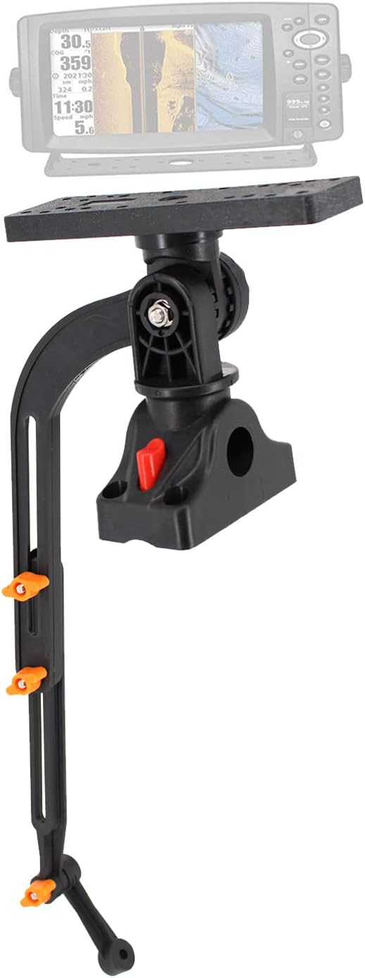 Xproutdoor Kayak/SUP Transducer Mounting Arm with Gear-Head, Universal Marine Electronic Fish Finder Mount for Boat  Kayak, Black Rectangular