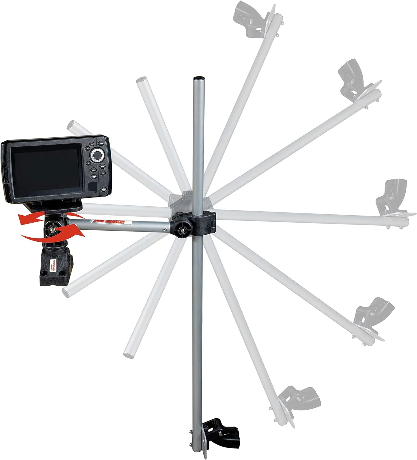 Extreme Max 3006.8649 Portable Rod Holder Mount Adjustable Fish Finder Bracket with Transducer Mount