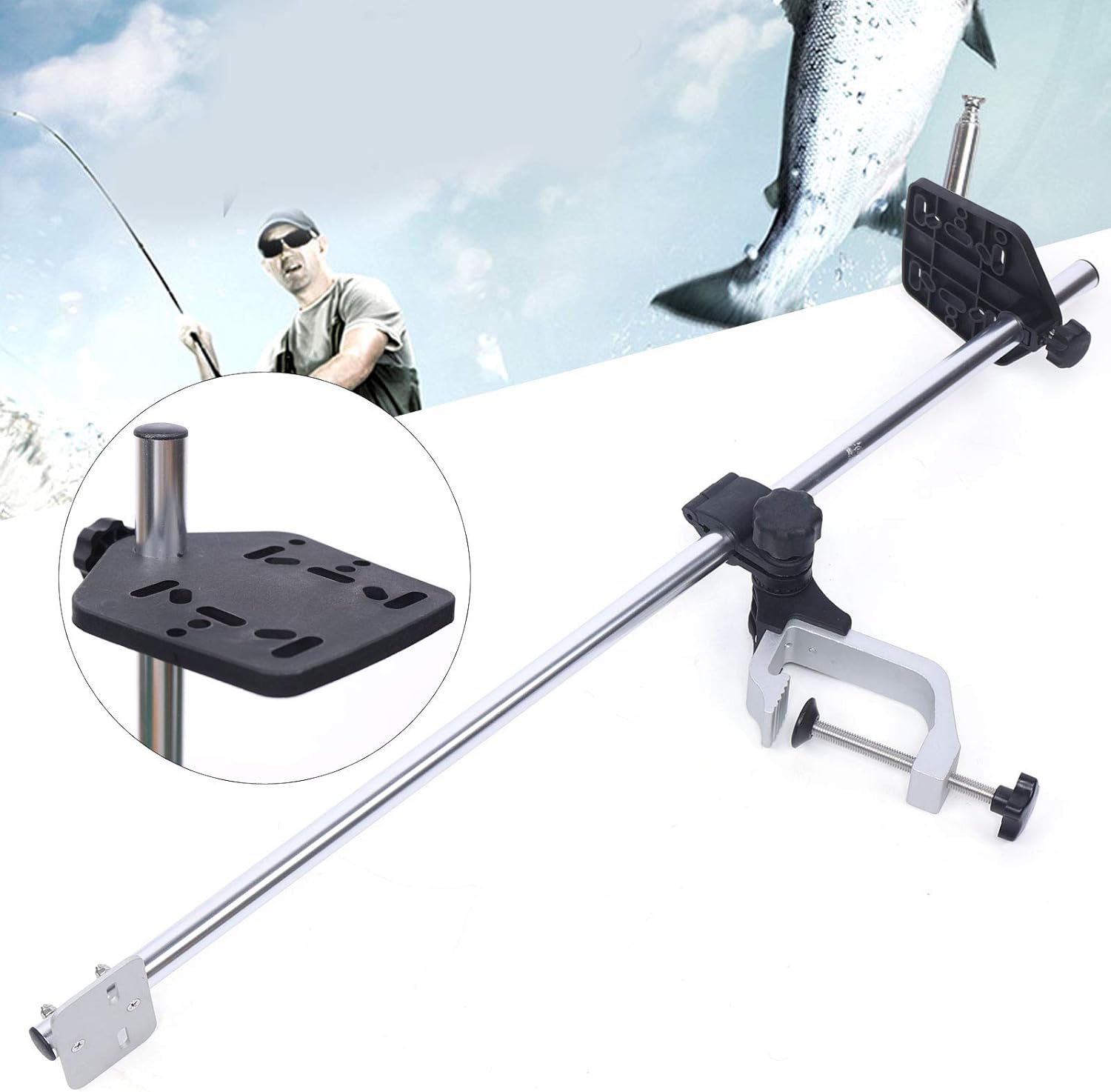 360°Universal Transducer Bracket Fish Finder Mount Portable Fish Finder for Boat Fishing, 31.5x5x2.6inch