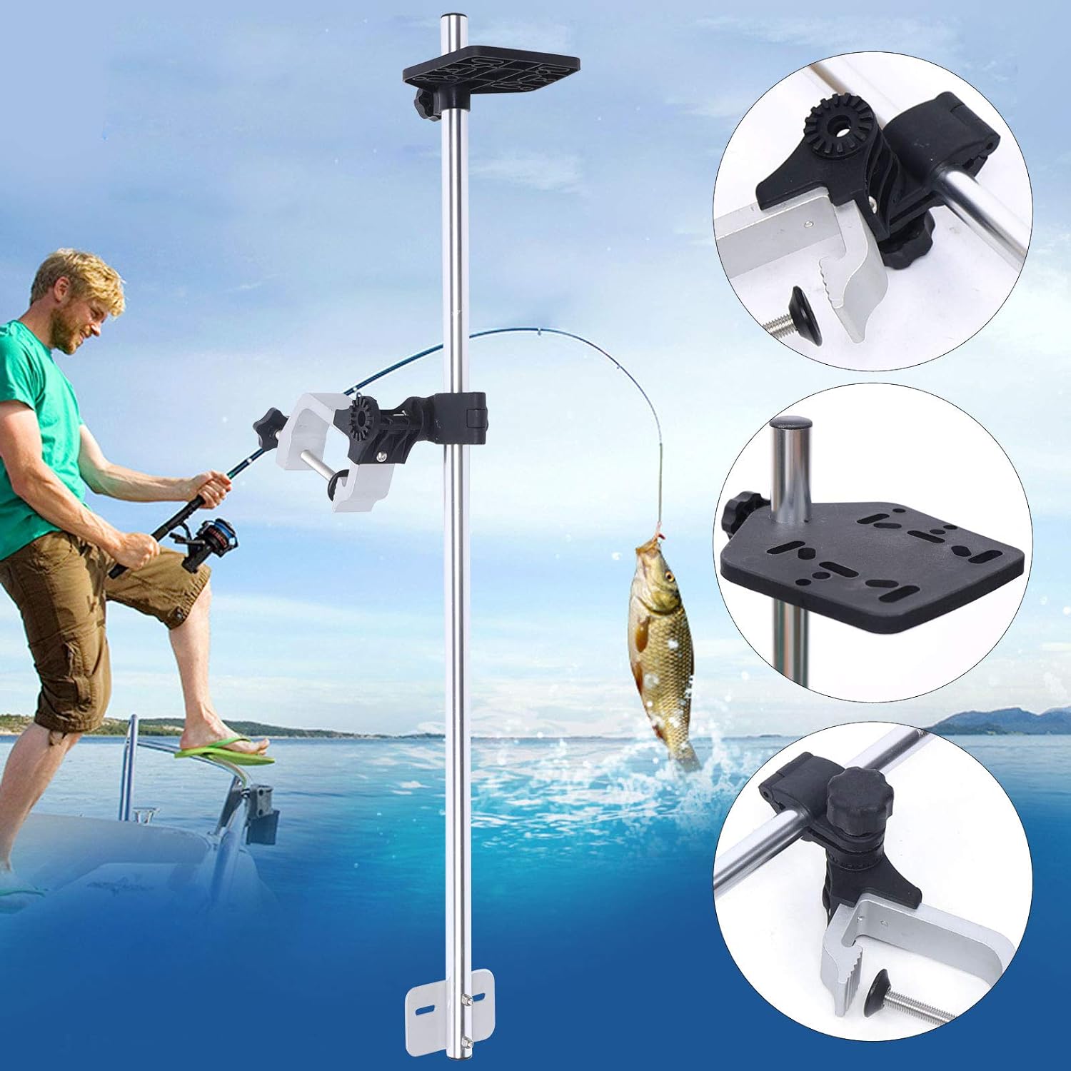 360°Universal Transducer Bracket Fish Finder Mount Portable Fish Finder for Boat Fishing, 31.5x5x2.6inch