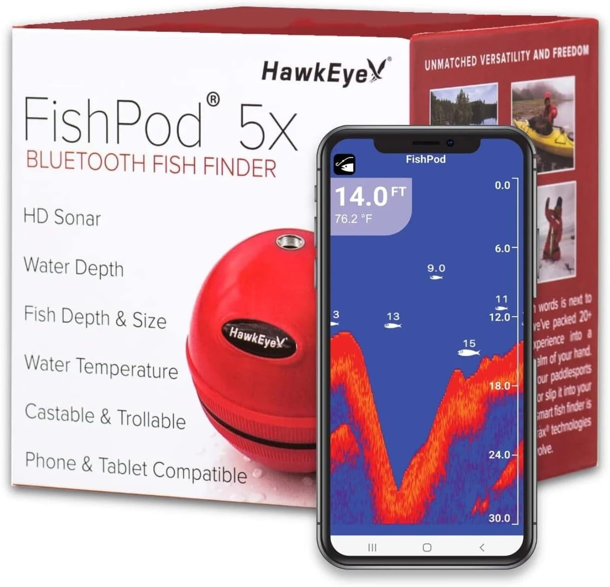 FishPod 5X Bluetooth Fish Finder  HawkEye ACC-FF-1567 FishTrax Fish Finder Suction Cup Mount